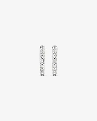 0.13 Carat TW Diamond Dot Dash Mini Hoop Earrings in 10kt White Gold