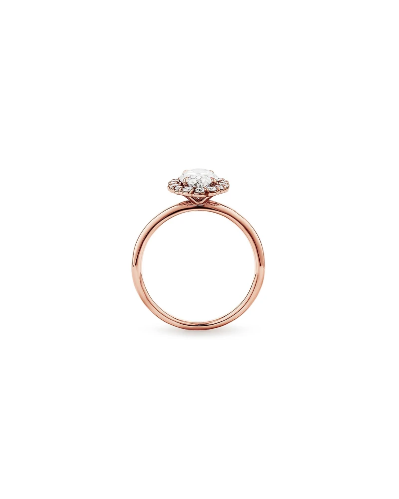 1.46 Carat TW Oval Cut Laboratory-Grown Diamond Halo Engagement Ring in 14kt Rose and White Gold