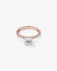 1.95 Carat TW Round Brilliant Laboratory-Grown Diamond Solitaire Side Accent Engagement Ring in 14kt White Gold