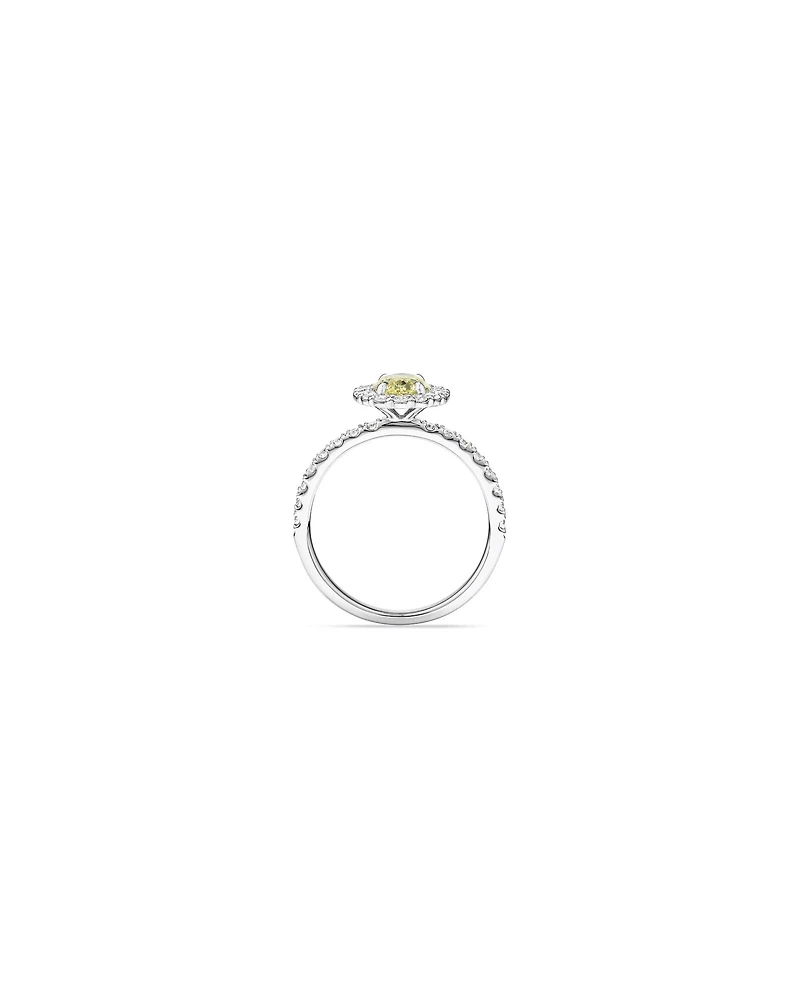 1.54 Carat TW Yellow Oval Cut Laboratory-Grown Diamond Halo Engagement Ring in 14kt White Gold