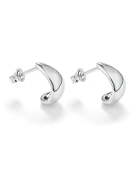 Polished Half Hoop Stud Earrings in Sterling Silver