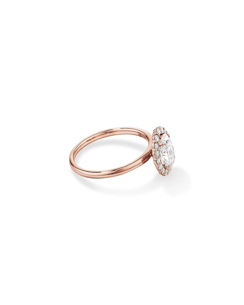 1.46 Carat TW Oval Cut Laboratory-Grown Diamond Halo Engagement Ring in 14kt Rose and White Gold