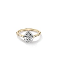 0.75 Carat TW Pear Shaped Cluster Engagement Ring and Wedding Ring Bridal Set in 14kt Yellow & White Gold