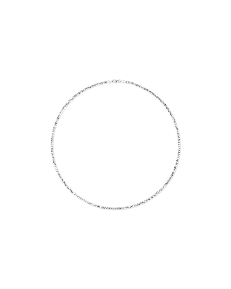 55cm (22") 3.5mm Width Miami Curb Chain Necklace in Sterling Silver