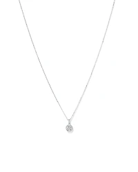 Round Brilliant Cubic Zirconia Halo Pendant Necklace in Sterling Silver