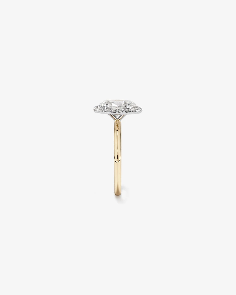 2.34 Carat TW Oval Cut Laboratory-Grown Diamond Halo Engagement Ring in 14kt Yellow and White Gold