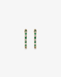 0.22 Carat TW Diamond and Created Emerald Huggie Hoop Earrings in 10kt Yellow Gold