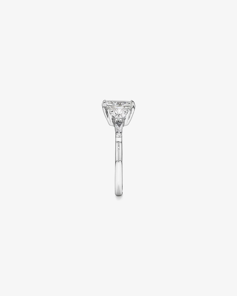 2.86 Carat TW Radiant Cut Laboratory-Grown Diamond Fancy Cut Side Stone Engagement Ring in 14kt White Gold