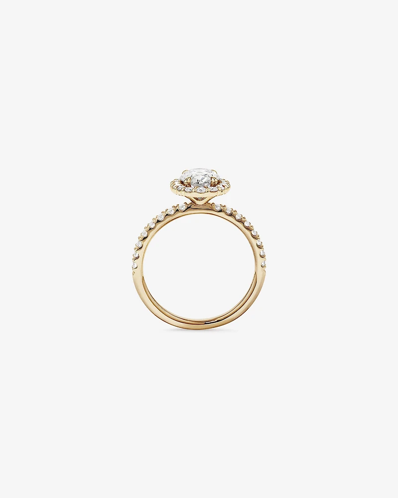 1.78 Carat TW Oval Laboratory-Grown Diamond Halo Engagement Ring in 14kt White Gold