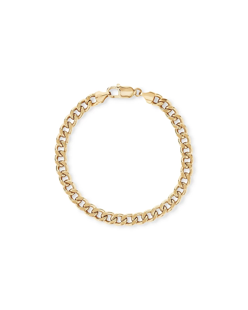 21cm (8.5") 6.8mm Semi-Solid Diamond Cut Curb Bracelet in 10kt Yellow Gold