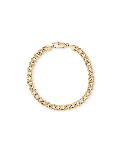 21cm (8.5") 6.8mm Semi-Solid Diamond Cut Curb Bracelet in 10kt Yellow Gold