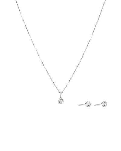 0.27 Carat TW Round Shape Laboratory-Grown Diamond Multistone Pendant & Stud Earrings Box Set in Sterling Silver