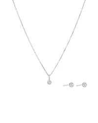 0.27 Carat TW Round Shape Laboratory-Grown Diamond Multistone Pendant & Stud Earrings Box Set in Sterling Silver