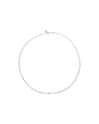 Collier En Argent Sterling Moitié Perles D’Eau Douce De Culture, Moitié Chaîne Maillons Trombone
