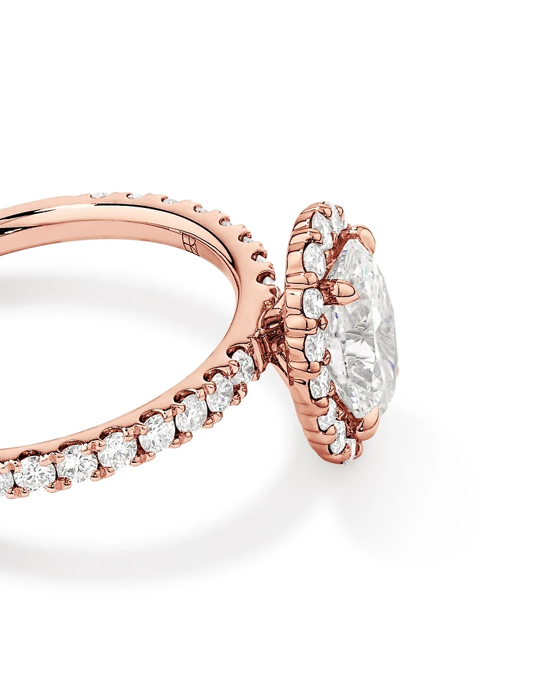 1.78 Carat TW Oval Laboratory-Grown Diamond Halo Engagement Ring in 14kt White Gold