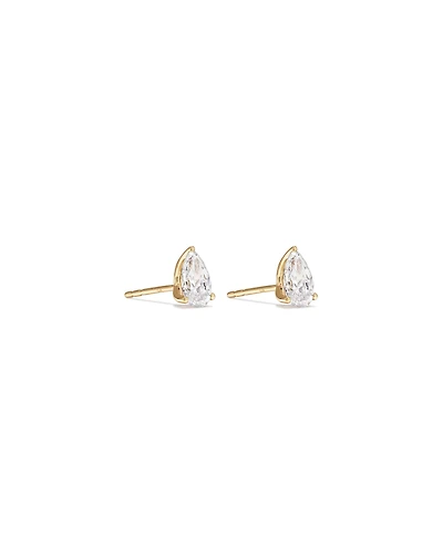 1.00 Carat TW Pear Cut Laboratory-Grown Diamond Solitaire Stud Earrings in 10kt Yellow Gold