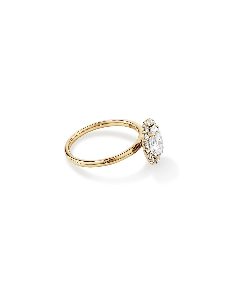 1.46 Carat TW Oval Cut Laboratory-Grown Diamond Halo Engagement Ring in 14kt Rose and White Gold