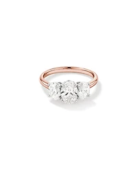 Bague De Fiançailles En Diamant De Laboratoire Trois Pierres De 2 Carats Poids Total Ovale En Or Blanc 14 Carats