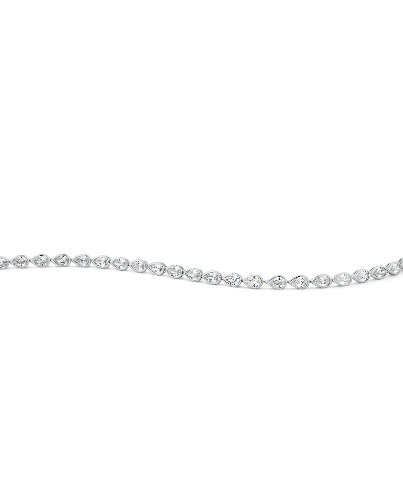 Pear Shaped Cubic Zirconia Bezel Set Tennis Bracelet in Sterling Silver