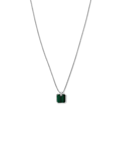 Malachite Square Pendant Necklace in Sterling Silver