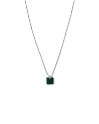 Malachite Square Pendant Necklace in Sterling Silver