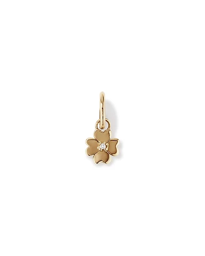 Diamond Accent Four Leaf Clover Pendant in 10kt Yellow Gold
