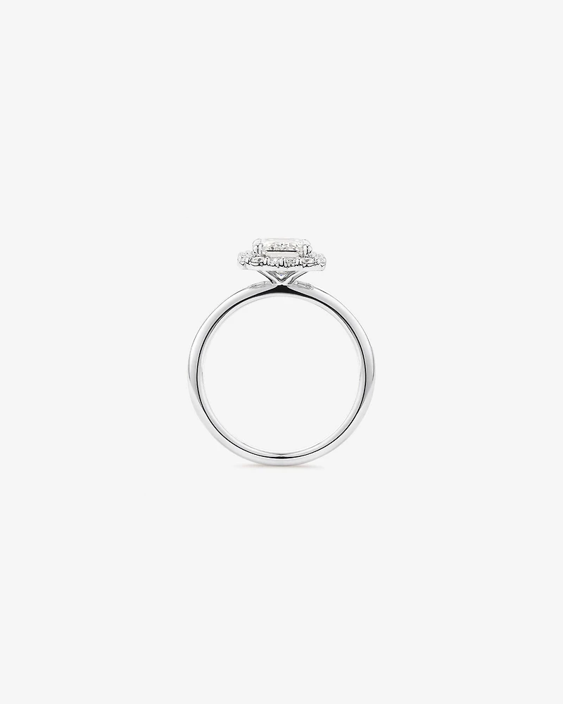 Carat TW Emerald Cut Laboratory-Grown Diamond Halo Engagement Ring in 14kt Yellow and White Gold