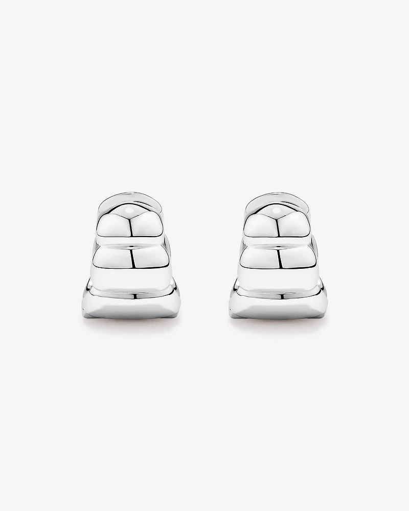 Tapered Pillow Hoop Earrings in Sterling Silver