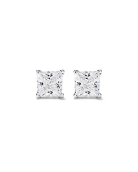 Boucles d'Oreilles Clous en Zircon Cubique Princesse de 7 mm en Argent Sterling