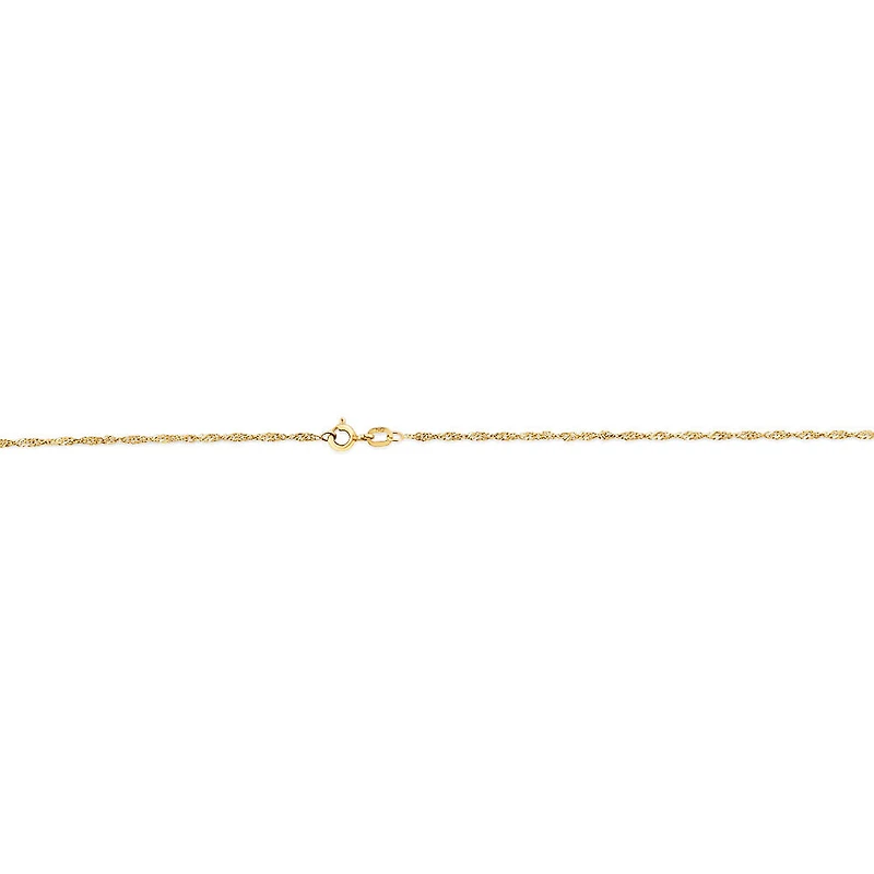 45cm (18") 1mm-1.5mm Width Hollow Singapore Chain in 10kt Yellow Gold