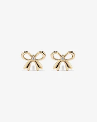Cubic Zirconia Bow Stud Earrings in 10kt Yellow Gold