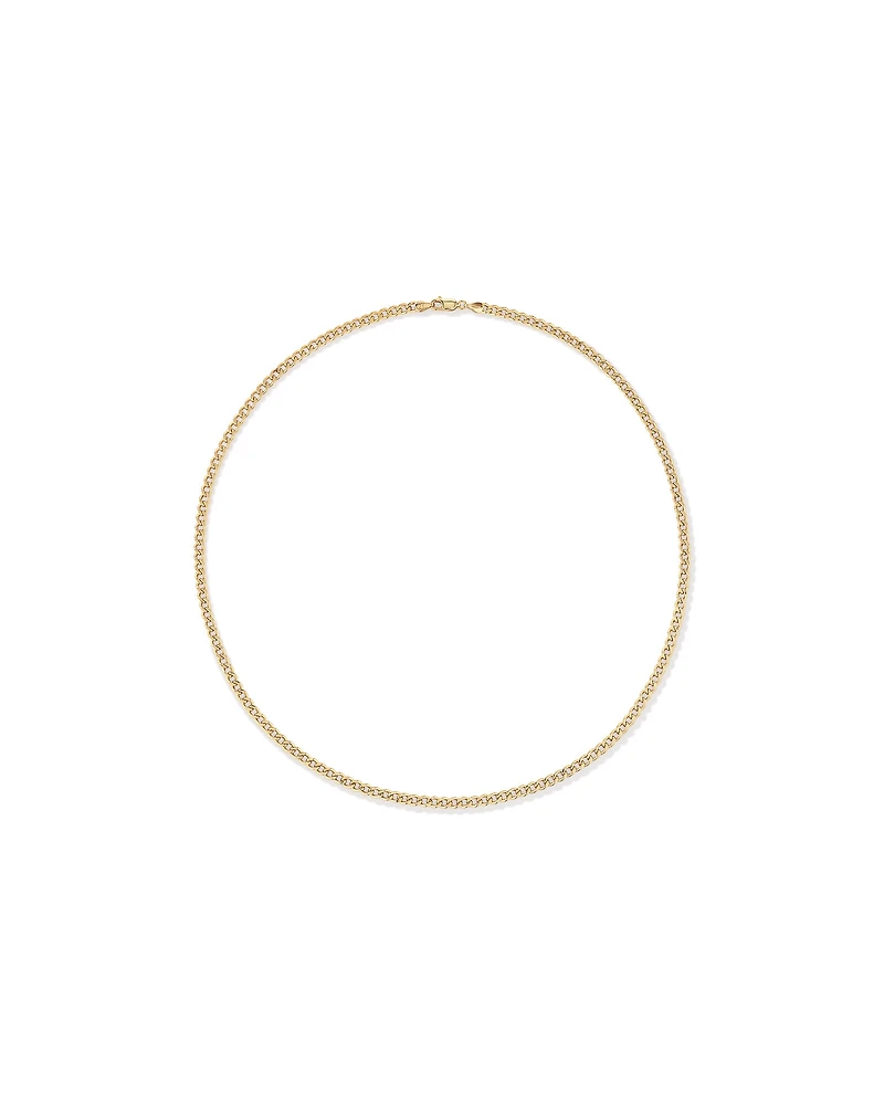 50cm (20") 3.75mm Width Semi Solid Diamond Cut Curb Chain in 10kt Yellow Gold