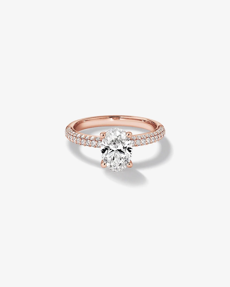 1.95 Carat TW Oval Cut Laboratory-Grown Diamond Solitaire Side Accent Engagement Ring in 14kt White Gold