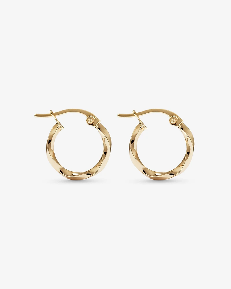 10mm Square Twist Hoop Earrings in 10kt Yellow Gold