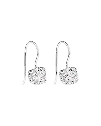 Round Brilliant Cubic Zirconia Drop Shepherds Hook Earrings in Sterling Silver