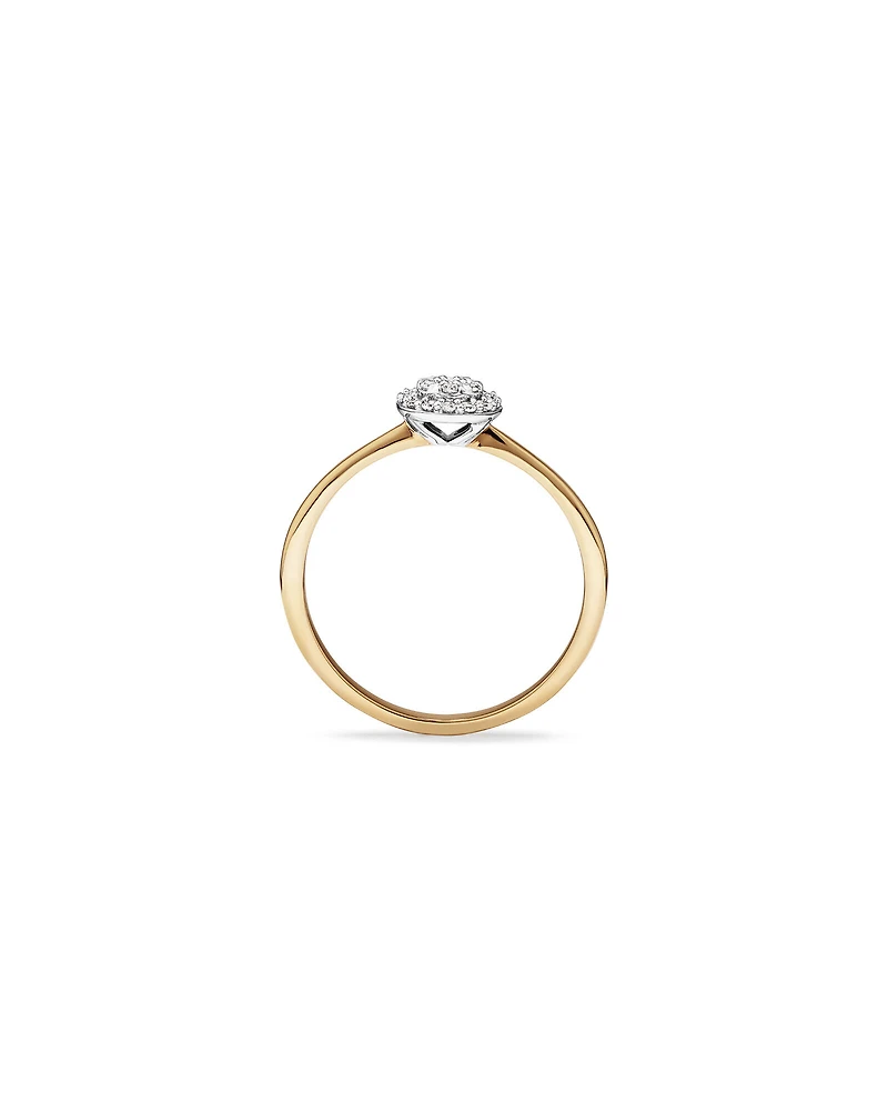 0.10 Carat TW Round Cluster Diamond Promise Ring in 10kt Yellow and White Gold