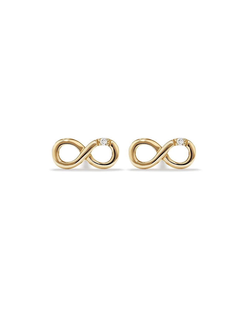 Diamond Accent Infinity Stud Earrings in 10kt Yellow Gold