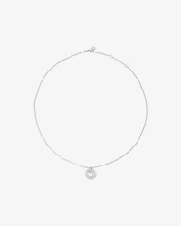 Pavé Set Cubic Zirconia Puff Open Circle Pendant Necklace in Sterling Silver
