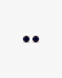 Round Blue Created Sapphire Birthstone Stud Earrings in 10kt Yellow Gold