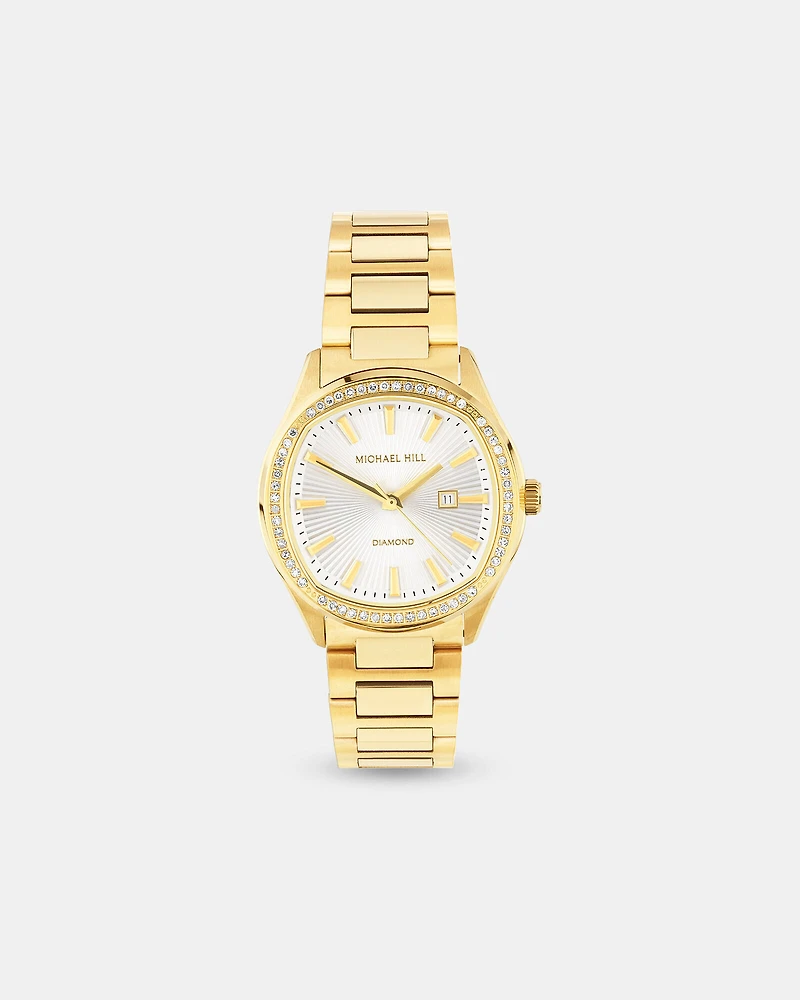 Ladies 0.40 Carat TW Diamond Quartz Watch in Yellow Gold Tone Stainless Steel