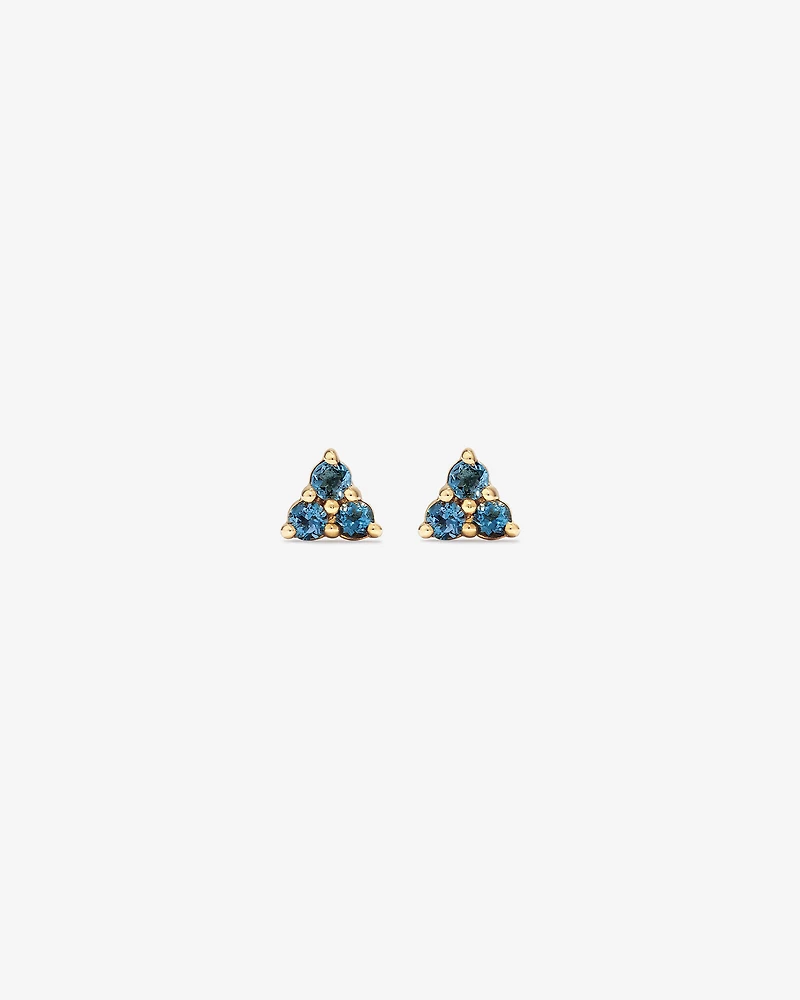 London Blue Topaz Trio Stud Earrings in 10kt Yellow Gold