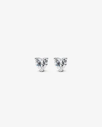 Cubic Zirconia Heart Stud Earrings and Necklace Set in Sterling Silver