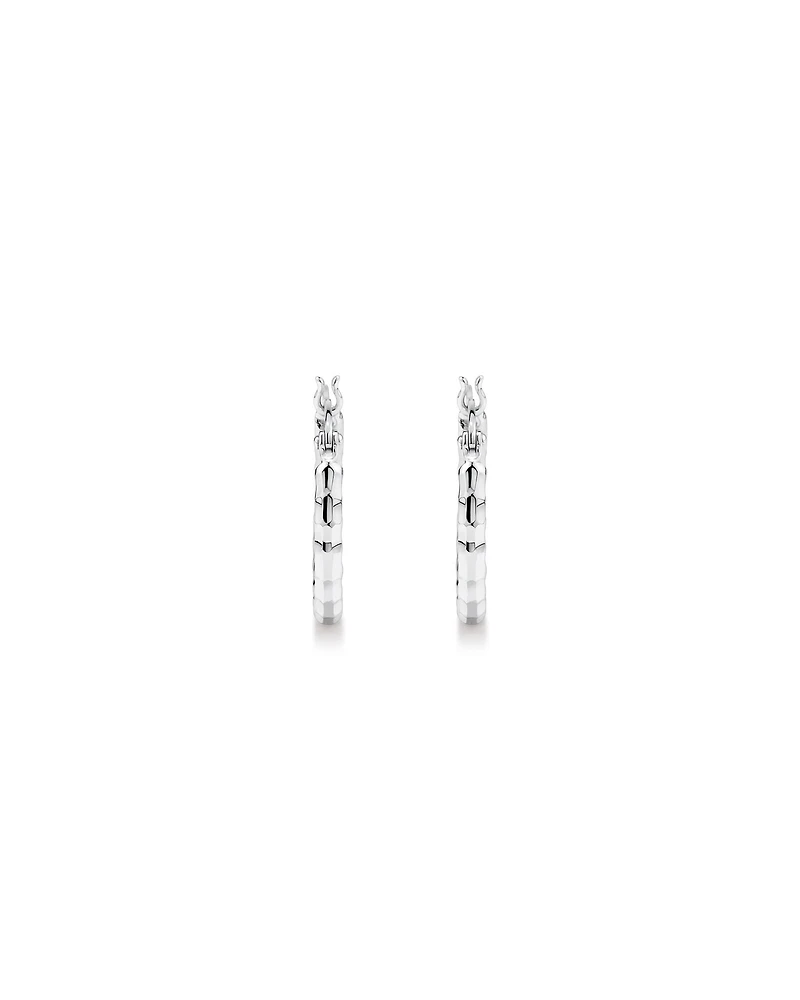 Diamond Cut Texture Hoop Earrings in Sterling Silver