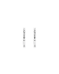 Diamond Cut Texture Hoop Earrings in Sterling Silver
