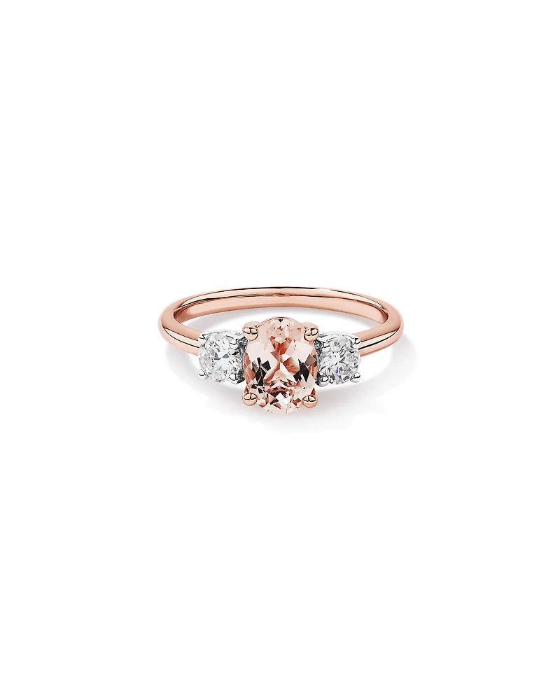 Ring with Morganite & 0.40 Carat TW of Diamonds in 10kt Rose Gold