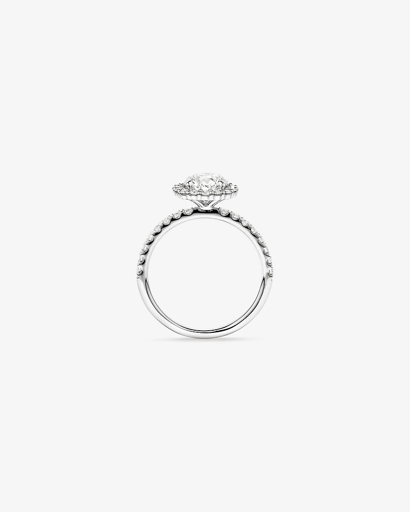 1.79 Carat TW Round Brilliant Laboratory-Grown Diamond Halo Engagemet Ring in 14kt White Gold