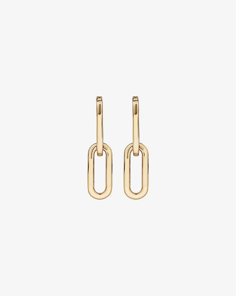 Paperclip Huggie Drop Earrings in 10kt Yellow Gold