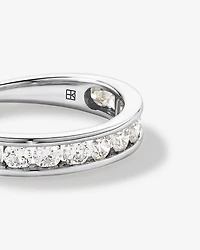 Bague De Mariage En Diamant De Laboratoire Rond Brillant De 1,00 Carat Poids Total Sertie En Canal En Or Jaune 14 Carats
