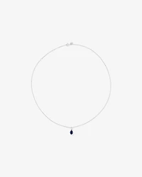 Oval Cut Blue Created Sapphire Gemstone Hoop Earrings and Pendant Necklace Set in Sterling Silver