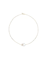 Two-Tone Double Circle Link Hammered Finish Necklace in 10kt White & Yellow Gold